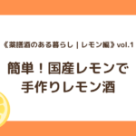 《薬膳酒のある暮らし｜レモン編》vol.1｜簡単！国産レモンで手作りレモン酒