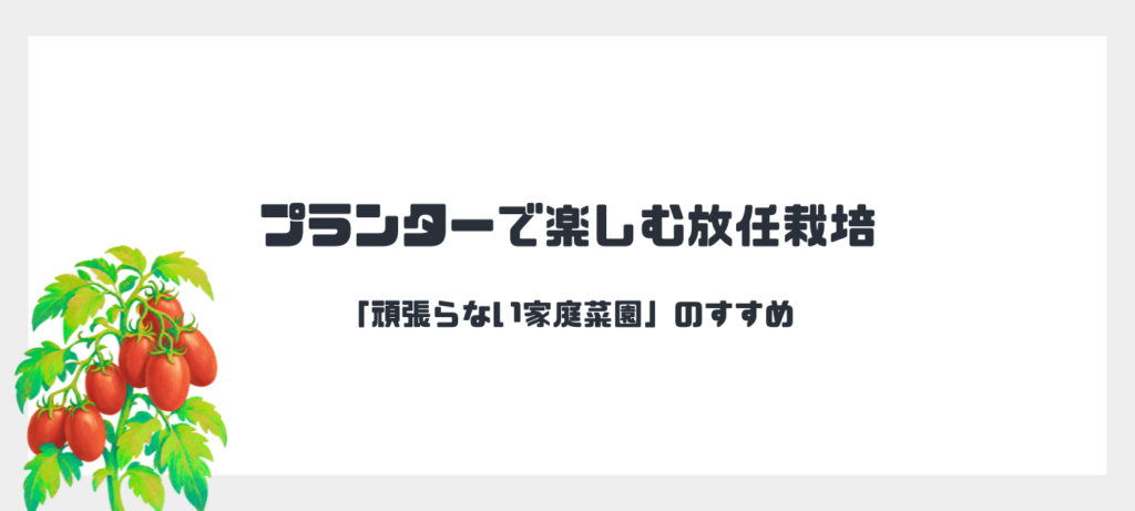 プランターで楽しむ放任栽培｜「頑張らない家庭菜園」のすすめ