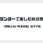 プランターで楽しむ放任栽培｜「頑張らない家庭菜園」のすすめ